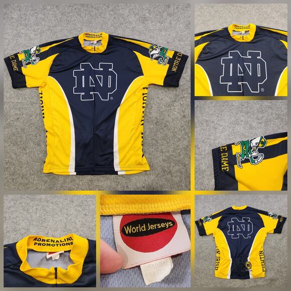 VTG Notre Dame Fighting Irish Jersey Mens 2XL XXL‎ NCAA Cycling Shirt Adrenaline